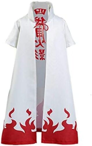 COSSCOS Kids 4th Hokage Cloak Jacket Robe Minato Namikaze Cape Kimono Anime Cosplay Costume Outfit