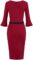 MUXXN Women’s 3/4 Sleeve Midi V Neck 1950s Vintage Business Office Formal Wear to Work Sheath Pencil Dress