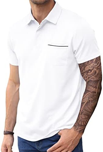 Lexiart Mens Athletic Golf Polo Shirts – Short Sleeve Workout Polos Quick Dry T-Shirt