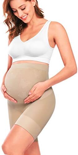 “Baby Bump” Premium Maternity Shapewear, High Waisted Mid-Thigh Pregnancy Underwear Prevent Chaffing Soft Adominal Support
