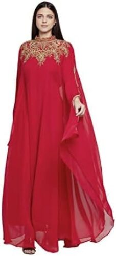 Women Kaftan Farasha Long Maxi Dress Long Sleeves Ethnic, Bridal, Evening, Party, Dress with Free Scarf