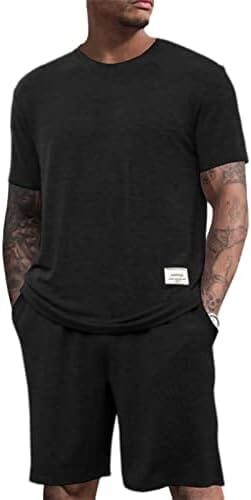 Lexiart Men’s Casual 2 Piece Outfits-Athletic Tracksuit Summer Short Sportswear Workout Set