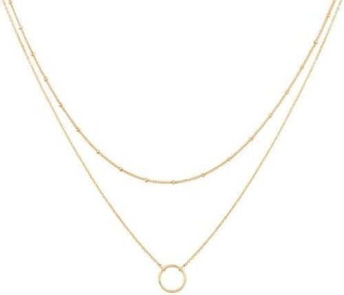MEVECCO Layered Heart Necklace Pendant Handmade 18k Gold Plated Dainty Gold Choker Arrow Bar Layering Long Necklace for Women