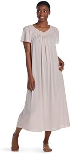 Miss Elaine Nightgown – Women’s Long Tricot Nightgown, Short Flutter Sleeves, Comfortable Lightweight Fabric, Sleepwear