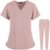 Scrubs Set for Women Joggers V-Neck Pocket Top Uniforms Athletic Stretch Set Workwear Drawstring Threaded Pant Legs