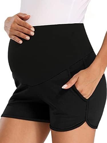 fitglam Women’s Maternity Shorts Over Belly Pregnancy Lounge Workout Running Pajama Sleep Shorts with Pockets
