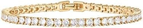 Gold Plated Tennis Bracelet with 3mm Cubic Zirconia Stones for Women – PAVOI | Adjustable Size 6.5-7.5 Inch