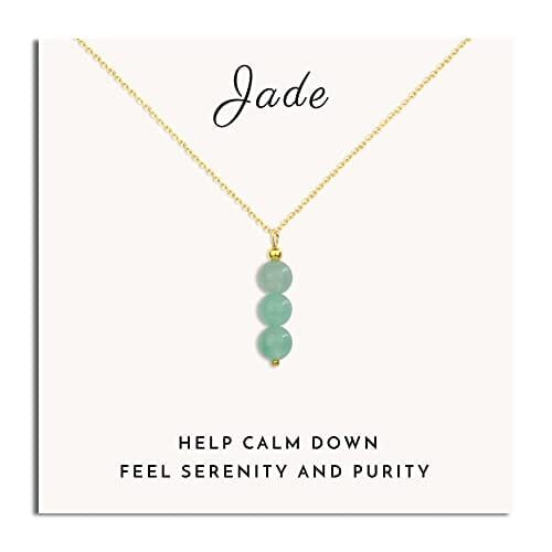Jade necklace for women green jewelry as birthday gifts, crystal necklace with jade beads, green necklace crystal pendant necklace as spiritual jewelry for girls for birthstone necklace