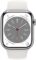Apple Watch Series 8 [GPS + Cellular 45mm] Smart Watch w/Silver Stainless Steel Case with White Sport Band – M/L. Fitness Tracker, Blood Oxygen & ECG Apps, Always-On Retina Display, Water Resistant