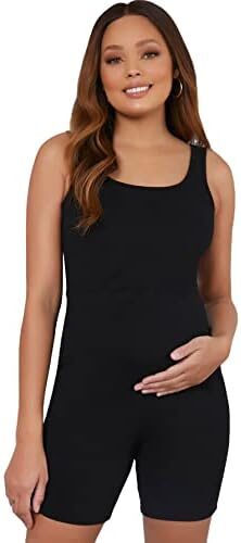 MakeMeChic Women’s Maternity Scoop Neck Tank Romper Summer Shorts Jumpsuit