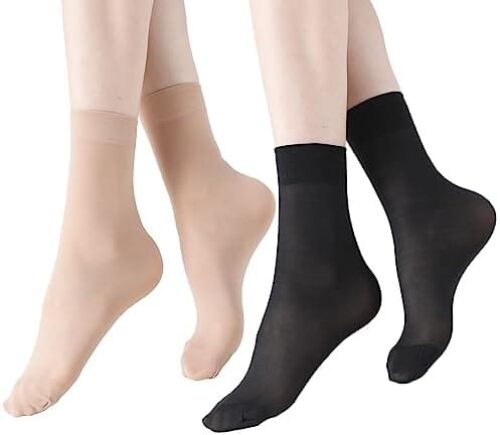 FITU Women’s 10-24 Pairs (in Gift Box) Ankle High Sheer Nylon Socks Soft Tight Hosiery with Reinforced Toe