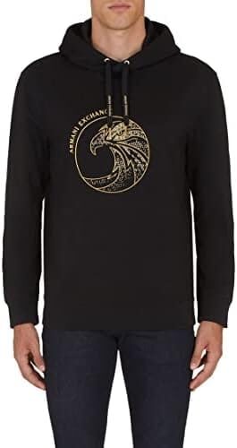 A|X ARMANI EXCHANGE Men’s Specialty Seasonal Gold Eagle Hooded Sweatshirt