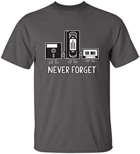 Never Forget Cassette Tape VHS Gamer Old School Mens Very Funny T Shirt
