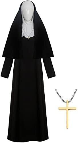 Slorntukn Nun Costume for Women Mother Teresa Outfit