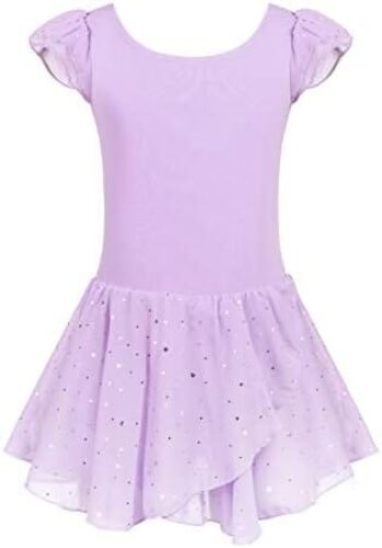 Arshiner Girls Ruffle Sleeve Ballet Dance Dress Tutu Skirted Leotard