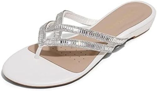 DREAM PAIRS Women’s Fashion Rhinestones Design Slides Sandals