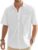 J.VER Men’s Cotton Linen Short Sleeve Shirts Casual Lightweight Button Down Shirt Beach Summer Tops with Pocket