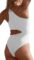Women’s One Piece Ribbed Swimsuit One Shoulder Cutout Swimwear Sexy Bathing Suit