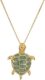 Amazon Collection womens 18k Yellow Gold Plated Sterling Silver Genuine Green Jade Turtle Pendant Necklace, 18″