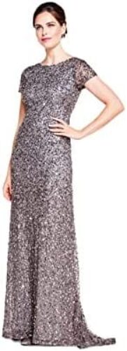 Adrianna Papell Women’s Short-Sleeve All Over Sequin Gown