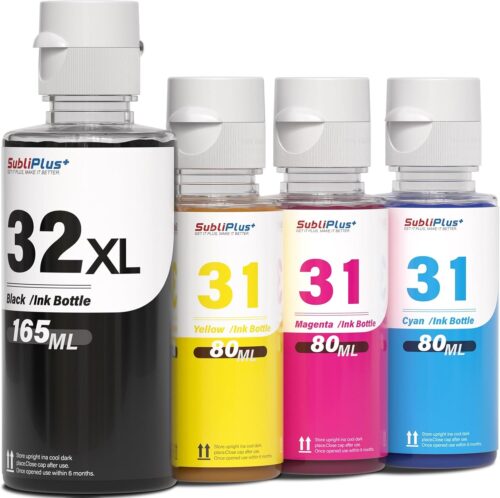 32XL Black Ink Bottle 31 Ink Bottle Set Compatible Replacement for HP Smart Tank Printer 6001 7602 7301 5100 5101 5000 5102 757 7601 755 7601 6002 7302 Ink Refill, Smart Tank Plus 651 551 Ink Refill