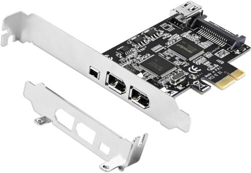 4-Ports PCIE 1394A Firewire 400 Card for Windows OS and MAC OS PCs, TI TSB43AB23, 3X 6Pin and 1X 4Pin 1394A Interface, with 4Pin to 6Pin 1394A Cables and Low Profile Bracket (PCIE-TSB43AB23)
