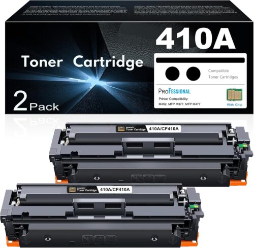 410A Toner Cartridges 2 Black Combo Replacement for HP 410A 410X Toner Works with HP Color Pro MFP M477fdw M477fdn M477fnw Pro M452dn M452nw M452dw Series Printer
