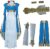 miccostumes Women’s Princess Cosplay Costume Blue Outfit Wedding Dress with Accessories