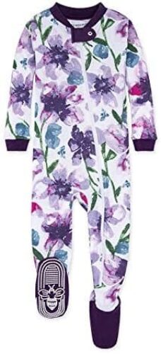 Burt’s Bees Baby Baby Girl’s Pajamas, Zip Front Non-Slip Footed Sleeper Pjs, 100% Organic Cotton