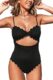 CUPSHE Women’s One Piece Swimsuit Sexy Black Cutout Scallop Trim Bathing Suit