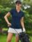 PINSPARK Womens Golf Shirt Short Sleeve Polo Shirts Quick Dry Tennis Tops V-Neck with Collar Pickleball Shirts Golf Outfits