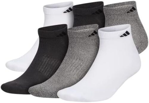 adidas Men’s Athletic Cushioned Low Cut Socks with Arch Compression for a Secure Fit (6-Pair)