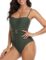 Cindy’s aunt Women’s Bandeau One Piece Swimsuits Tummy Control Bathing Suits with Belt High Cut Monokini Swimwear