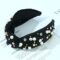 CULHEITE 2 Pack Pearly Knotted Women Headband Jeweled Embellished Gem Hairband White Black Set Luxury Fashion Hair Accessories for Women