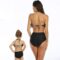 2Pcs Baby Girl Swimsuit High Waisted Bathing Suit Halter Neck Swimwear Women Bikini Sets for Family