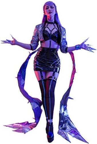 Miccostumes Women’s Game Cosplay Costume Leather Outfit with Bracelet and Ankle Ring