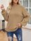 ZESICA Women’s 2023 Casual Turtleneck Long Lantern Sleeve Oversized Ribbed Knit Pullover Sweater Jumper Top