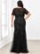 Ever-Pretty Women’s Plus Size Sequin Short Sleeves Embroidery Mermaid Maxi Evening Dress 07707-PZUSA