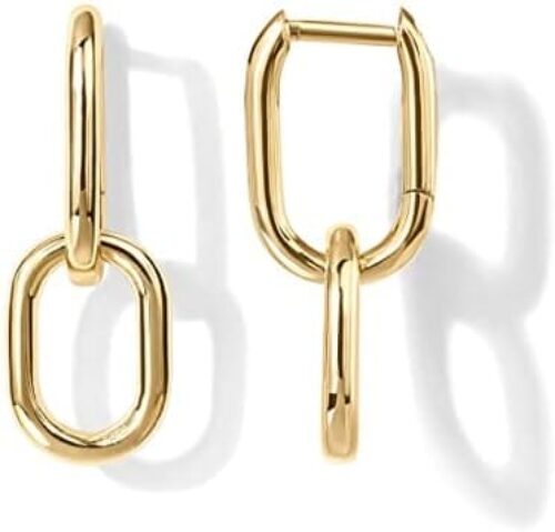 PAVOI 14K Gold Convertible Link Earrings for Women | Paperclip Link Chain Earrings | Drop Dangle Earrings