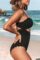 CUPSHE Women’s One Piece Swimsuit Sexy Black Cutout Scallop Trim Bathing Suit