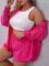 MakeMeChic Women’s Plus Size Casual 2 Piece Outfits Long Sleeve Button Down Blouse and Shorts Set