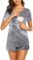 Ekouaer Maternity Pajamas Set Labor/Delivery/Nursing for Hospital Home, Basic Nursing Shirt, Adjustable Size Pregnancy Shorts