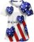 4Th of July Scrub Tops Women Stretchy V-Neck Nurse Uniforms Workwear Patriotic Print Short Sleeve Tunic Blouse Pocket