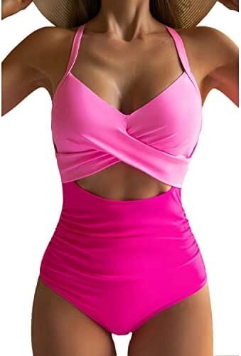 Eomenie Women’s One Piece Swimsuits Tummy Control Cutout High Waisted Bathing Suit Wrap Tie Back 1 Piece Swimsuit