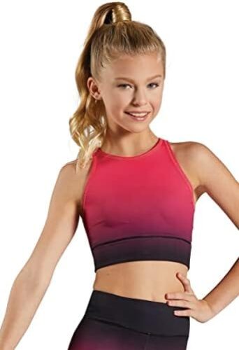 Balera Crop Top Girls Top for Dance Sleeveless Ombré Crew Neck with High Support
