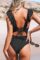CUPSHE Women’s Ruffled One Piece Swimsuit V Neck Lace Up