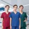 Scrubs Set for Women Joggers V-Neck Pocket Top Uniforms Athletic Stretch Set Workwear Drawstring Threaded Pant Legs