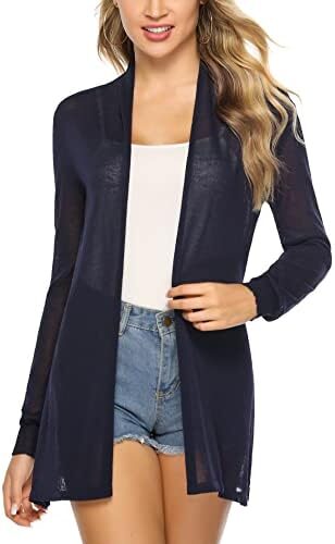Totatuit Womens Summer Lightweight Sheer Kimono Cardigan Long Sleeve Open Front Knit Sweater Loose Cover Up Casual Blouse Top