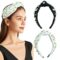 CULHEITE 2 Pack Pearly Knotted Women Headband Jeweled Embellished Gem Hairband White Black Set Luxury Fashion Hair Accessories for Women