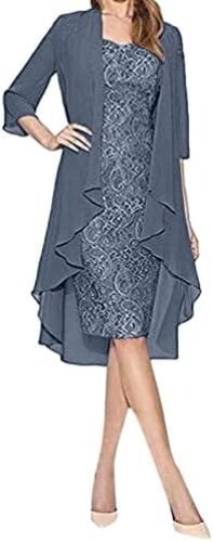 FQZWONG Two Pieces Suit(Dress and Cardigan) for Women Plus Size Sexy Mother of The Bride Lace Formal Gowns and Evening Dress